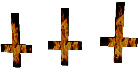 A trio of inverted crosses.